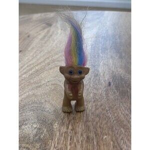 Vintage Troll Doll Hugger Rainbow Hair No Clothes 3” Blue Eyes Made In Korea